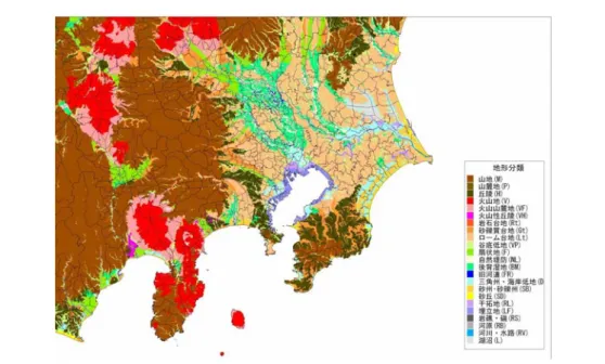 図 15. 首都圏の最新地形地盤分類図 (若松・松岡、 2003)。 