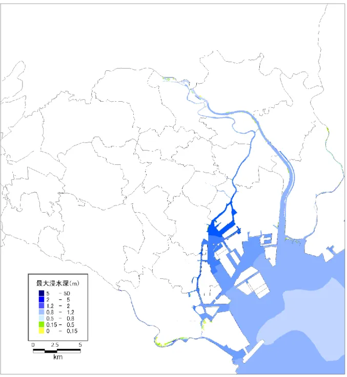 図表  行谷ほか(2011)モデルの場合の津波の浸水図 
