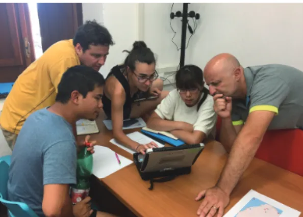 Fig. 9. Group work for data processing for interpretation of eruptive activities and report preparation (7th day).