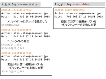 Fig. 5 Comparison of git-diﬀ command outputs.