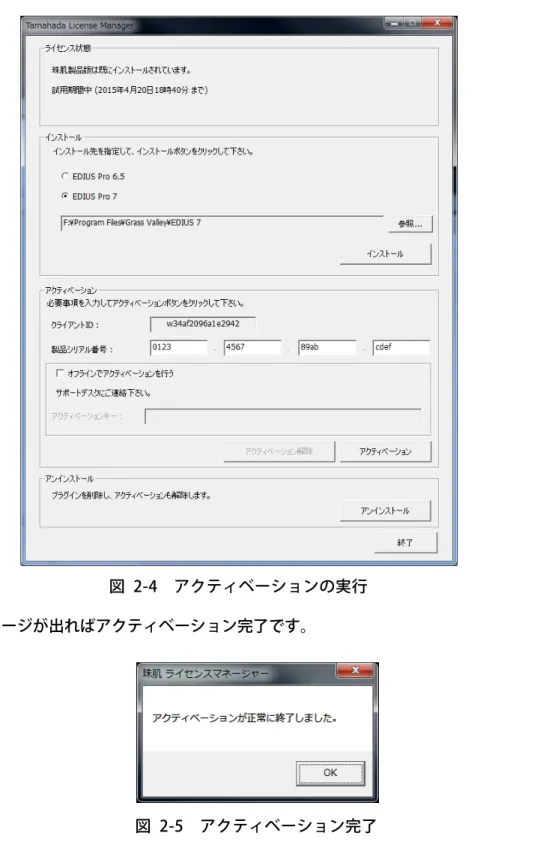 図  2-4  アクティベーションの実行 