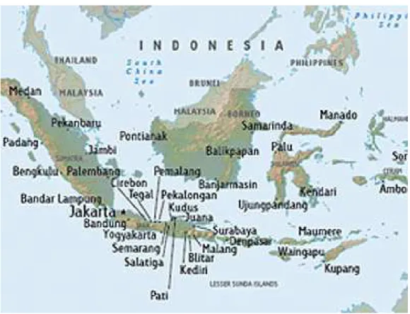 Figure 2.2 Cities in Indonesia where there are CDCs 