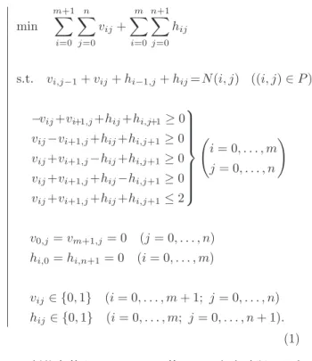 図 3 Slitherlinks の 2 つの解 Fig. 3 Two solutions of Slitherlinks.