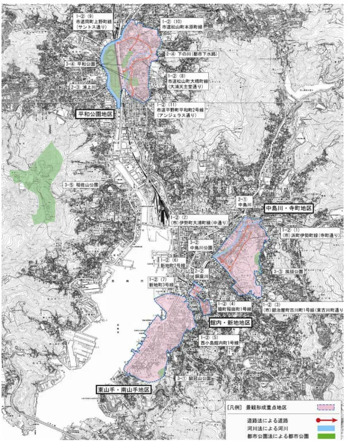 図 7-2  景観重要公共施設の位置等（景観形成重点地区内）