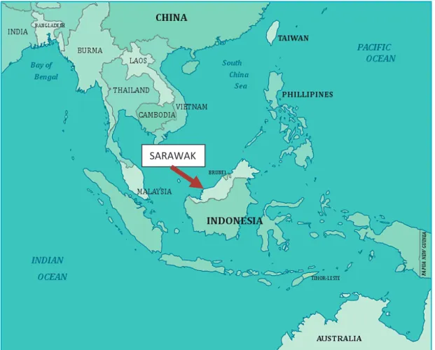 Fig. 1: Map shows the location of Sarawak, Malaysia (Source: Google)