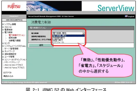 図  2-1  iRMC S2 の Web インターフェース 