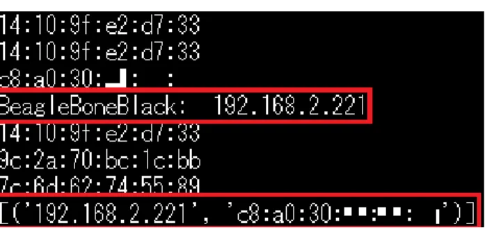 図 4 BeagleBone Black における MAC アドレス 