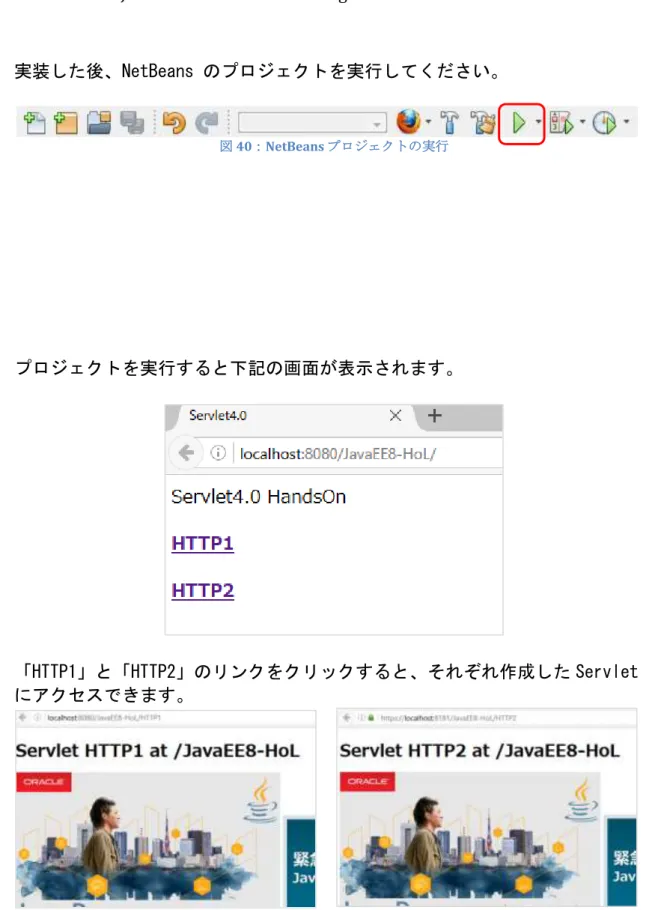 図 40：NetBeans プロジェクトの実行 