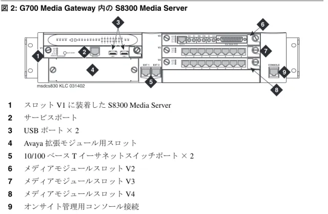 図 2: G700 Media Gateway 内の S8300 Media Server