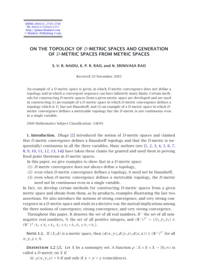 On The Topology Of D Metric Spaces And Generation Of D Metric Spaces From Metric Spaces