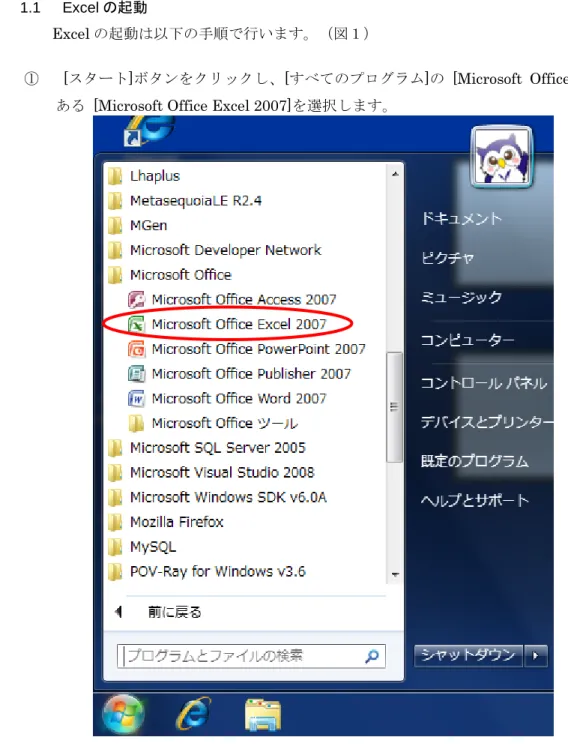 図  1  Excel の起動 