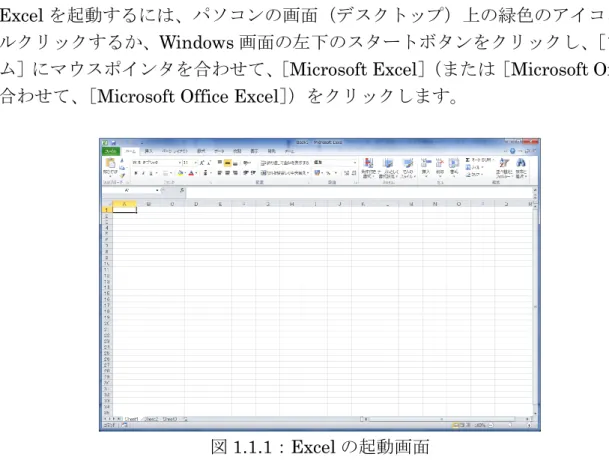 図 1.1.1：Excel の起動画面 