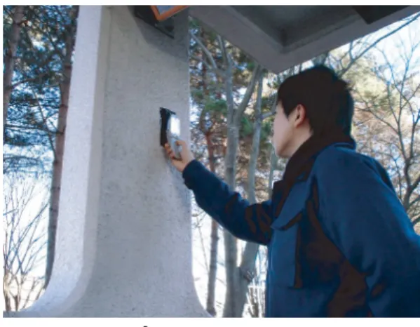 図 6 RFID 携帯電話のメニュー表示 Fig. 6 Menu of mobile phone with RFID reader.
