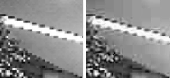 Fig. 9 The right image is a compressed image—JPEG compression causes block distortion.