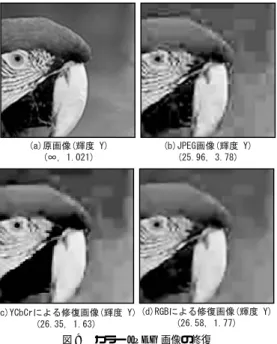 図 9 カラー JPEG 画像の修復 Fig. 9 Result of color JPEG restration.