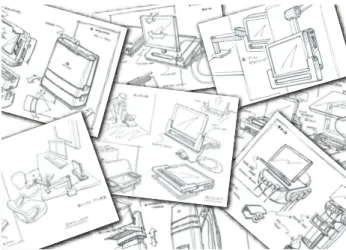 Fig. 2  Sketches of the prototype in various healthcare situations.