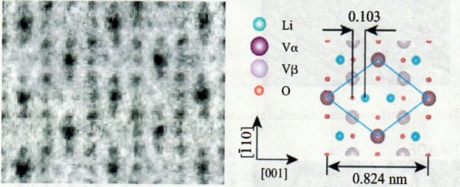 図 9　Li イオン電池に用いられる LiV 2 O 4 の原子分解能電子顕微鏡による解析Pd は Au のコアの周りに非常に薄い層として存在しているのがわかる．元素マップデータから抽出されたそれぞれの元素の X 線強度プロファイルから，Pd 層の厚さは約3 原子層に相当する約 0.6nm であることがわかった．４．物質・材料を多面的・総合的に理解する分析ソリューションへの展開　前節では，原子分解能電子顕微鏡による材料評価の例を示したが，この装置の持つ複数の機能を利用して新しい結果を得ている．物質・材料，デ