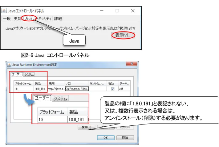 図 2-7 Java Runtime Environment設定 