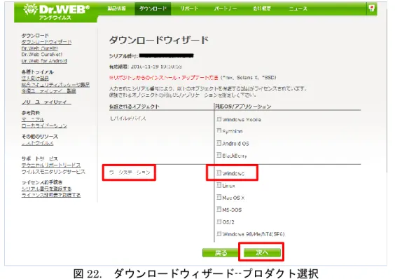 図 22.  ダウンロードウィザード--プロダクト選択 