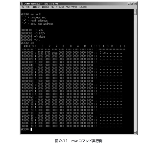 図 2-11 に mw コマンドの実行例を示します。