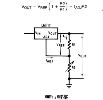 FIGURE 2.   Regulator with Line Resistance in Output  Lead 保護ダイオードについて あらゆる IC 化レギュレータで外付けコンデンサを接続した場合に は、コンデンサに充電された電荷が IC 内部の微小電流経路を 介して放電されるのを防ぐため、保護ダイオードを追加する必要 があります。  ほとんどの 10μ F コンデンサは、内部直列抵抗が低 く、短絡した時に 20A のスパイク電流を放電します。  スパイク電 流は、 その時間幅が短くても IC 内部