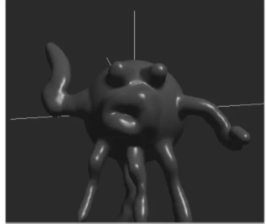 図 17 レ イトレーシング法による画像：たこ Fig. 17 An image rendered by using ray tracing: An
