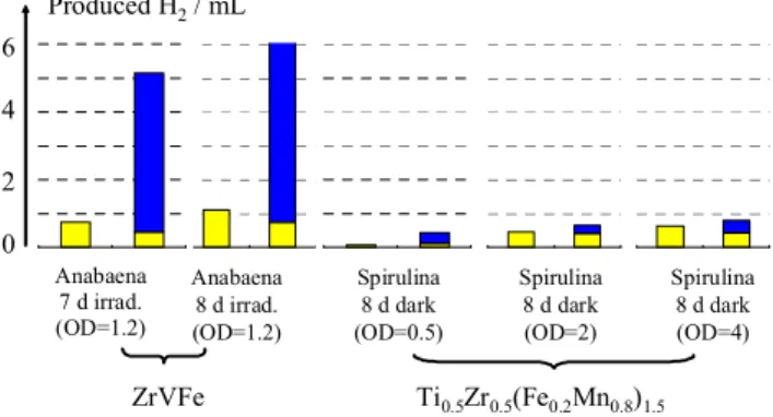 Figure 2. Effects of coexistence of H 2  absorbing alloys on  microbial hydrogen production   