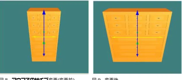 図 8 マウスでのサイズ変更(変更前)  図 9 変更後 