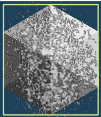 図 3.5: バウンディングボックスへのテクスチャの仮貼り付け  テクスチャ画像を貼り付けたと仮定した面から垂直に物体モデルを見て、モデ ルの存在する部分と、テクスチャ画像が重なって見える部分の画像を切り取る。 図 3.6は切り取った後の図である。図中の赤線がモデルが存在する境界を示す。 図 3.6: モデルと重なった部分のテクスチャの切り抜き  次に、物体モデルの見えている頂点座標全ての位置と、重なっているテクスチャ 画像の全ての座標の位置を取得し、取得した座標の位置を基に、物体モデルの面 に対応するよう