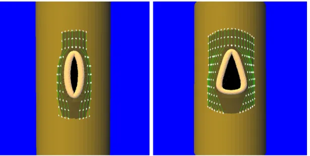 図 4.2: 基本形状により樹皮が迂回する様子