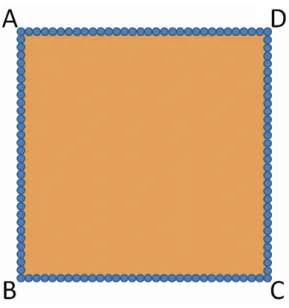 図 2.3: 頂点を新たに生成した図形 2.5 切れ目の生成 切れ目の劣化を生成するために、まずどの部分から切れ目が入るかを決定する。 そのために、切れ目の開始地点の頂点を抽出する。抽出した頂点がモデルの内側 へ移動することで大まかな切れ目を表現できるが、切れ目の形状としては、欠損 している面積が広すぎてしまい切れ目の表現には見えない。そこで、抽出した頂 点位置に近い位置に 2 点の新たな頂点を生成することで切れ目の幅となる部分を 生成する。その上で、抽出した頂点を移動させることで切れ目の表現を生成する。 