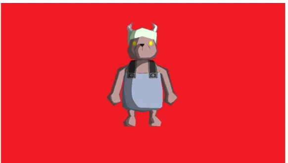 図 2.2: 背景とキャラクターを描画した画面 2.2 キャラクターの位置の判別 本手法では C++と OpenGL[17]、OpenGL 上でプログラマブルシェーダーとし て用いる GLSL、そして FK[18] を使用した。 GLSL の代表的なシェーダーには、頂 点情報を扱う Vertex Shader（以下 VS）と頂点情報からモデルの面となる範囲を 算出し、その範囲内の画素情報に処理を行う Fragment Shader（以下 FS）が存在 する。今回は主に FS 上で処理を行う。 まず、2.1 