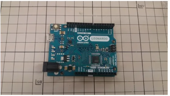 図 2.2 ArduinoLeonardo 2.3 ボタンモジュール ボタンを自由な位置に配置できるようにするため、ボタンモジュールは LEGO ブロックに接着 した。タクトスイッチにピンをはんだ付けした。底部に LEGO ブロックを接着することにより LEGO ブロックへのマウントを可能にした。ボタントップには DualShock3 のボタントップを接 着することにより、操作性を DualShock3 にできるだけ近づけている。作成したボタンは以下で ある。 • 方向キー • ○ボタン • ×ボタン • 