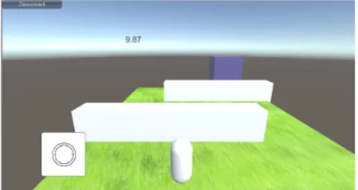 図 3.7 タッチパットを使用したゲーム画面 図 3.8 タッチパットを使用したゲーム画面の全体図 表 3.3 タッチパットでの操作時の計測されたタイム 被験者 操作方法 1 回目 2 回目 3 回目 A タッチパット 23.00 20.03 19.14 タッチパット背面 28.14 24.96 28.38 B タッチパット 20.58 19.60 18.52 タッチパット背面 21.09 20.59 19.42 C タッチパット  19.24 19.36 19.26 タッチパット背面 23.68 20.4