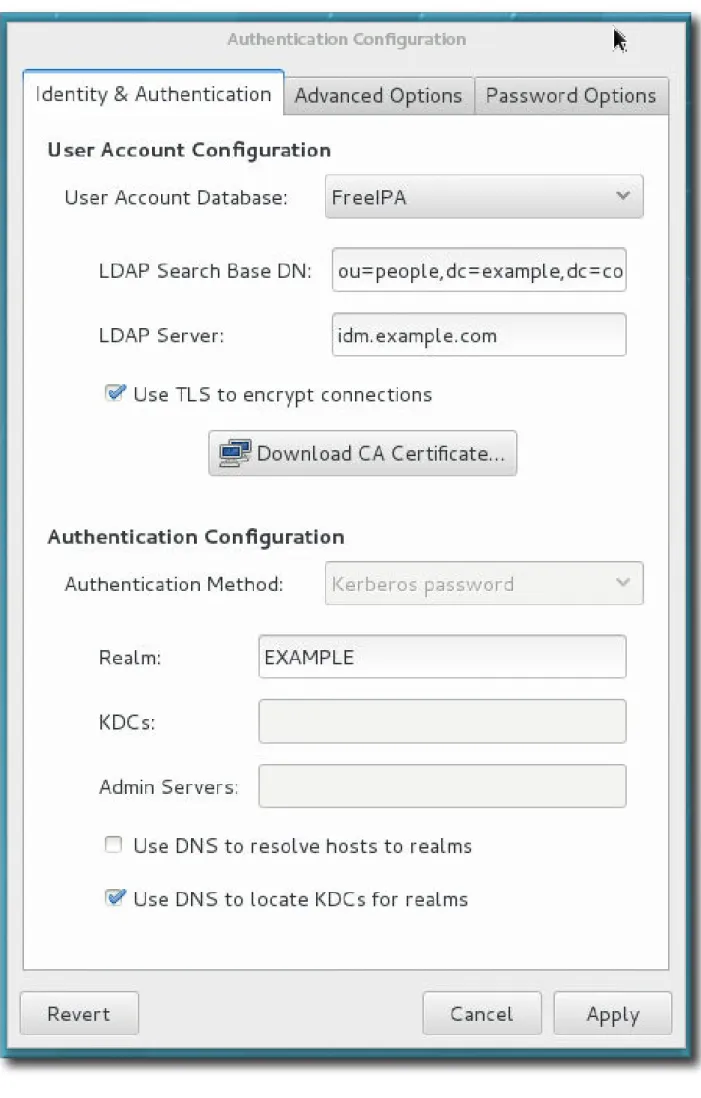 図 2.1 authconfig Window