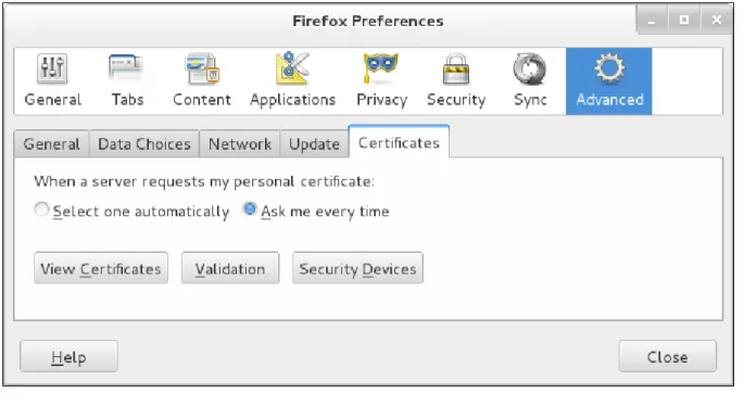 図 13.4 Firefox  での での  CA  証明書のインポート 証明書のインポート