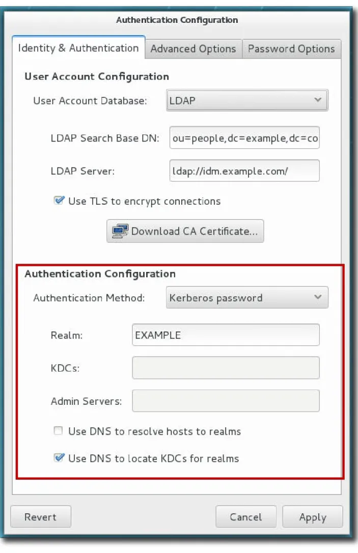 図 4.2 Kerberos  フィールド フィールド