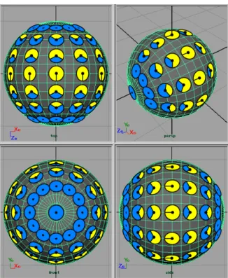 図 11: ハイブリッド型の実装例 (その 1) ここで，もし | u z | ≥ sin λ であれば，アップベクトルは球面 S 上で向き制限なしの領域にあるの で，M = M d として終了となる。そうでない場合は，処理は以下に続く。 10.1.2 履歴非依存型による向き決め 4.2 節の履歴非依存型 (前後方向を維持) の手法でコントローラの向きを求め，これを M g とす る。M g の要素は次式のとおりとする。v g , v h は，それぞれ特性グリッドから決まる +X w , +Z w 方向に相