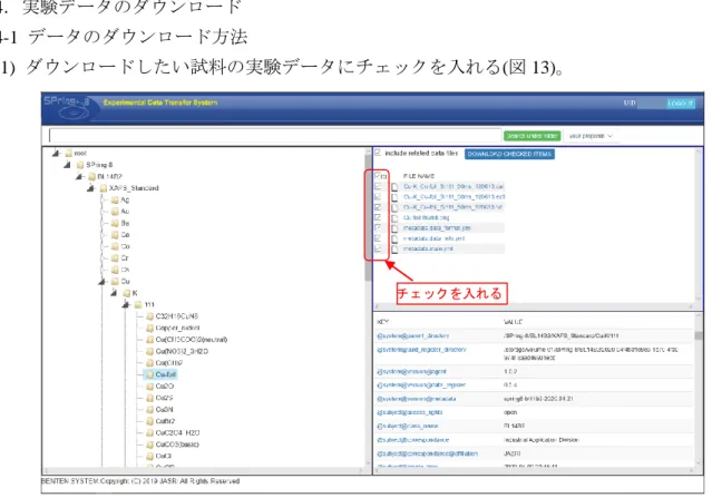 図 13   実験データ情報画面 (Cu-foil) 