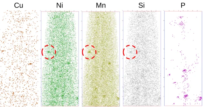 図 3.1-60 ある欧州加圧水炉監視試験片第 2 回試料(照射量：2.97×10 19 n/cm 2 )の 3D-AP 観察結果 