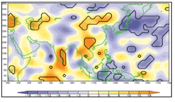 図 10    strong monsoon year 6～8 月の 100hPa に お け る 熱 力 学 方 程 式 の 水 平 移 流 項