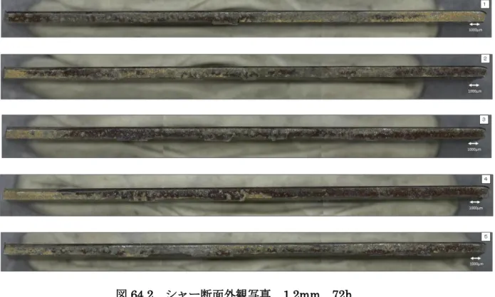 図 64.2  シャー断面外観写真  1.2mm  72h 