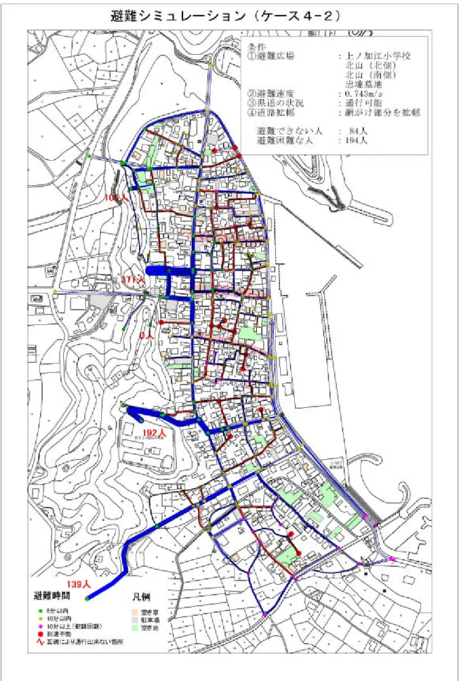 図   1-13  上ノ加江地区での避難シミュレーション検討図作成例 -8 