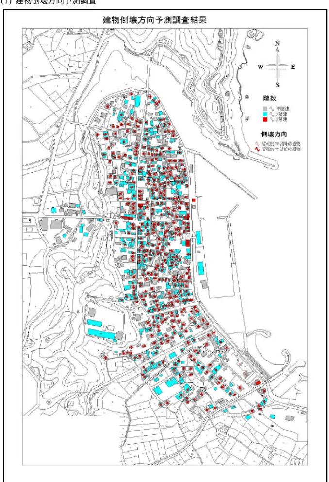 図   1-1  建物倒壊方向予測調査結果