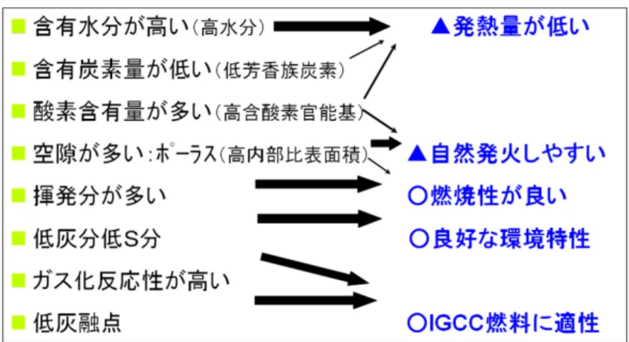 図  5.3-3  低品位炭の性状と利用特性 