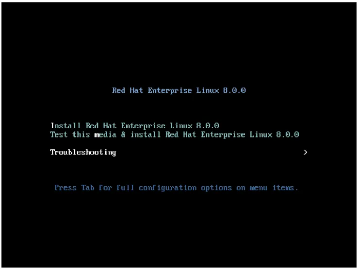 図 7.1 Red Hat Enterprise Linux  起動メニュー 起動メニュー