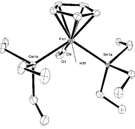 Figure  1-4.  ORTEP  drawing  of  the  Fe1  molecule  of  1-GeSn  with  50%  thermal  ellipsoidal  plots