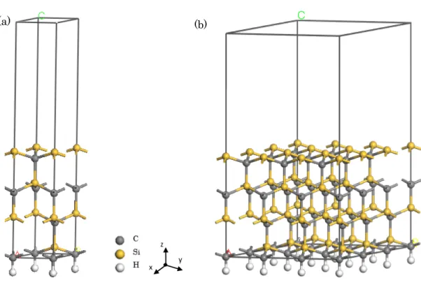 Fig. 3.9 (a)に示す．最下面の影響が 4H-SiC(0001)  表面に現れないようにするため，真空層