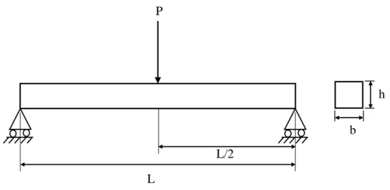 Fig. 2.6 Schematic illustration of three point bending test in smooth specimen P 