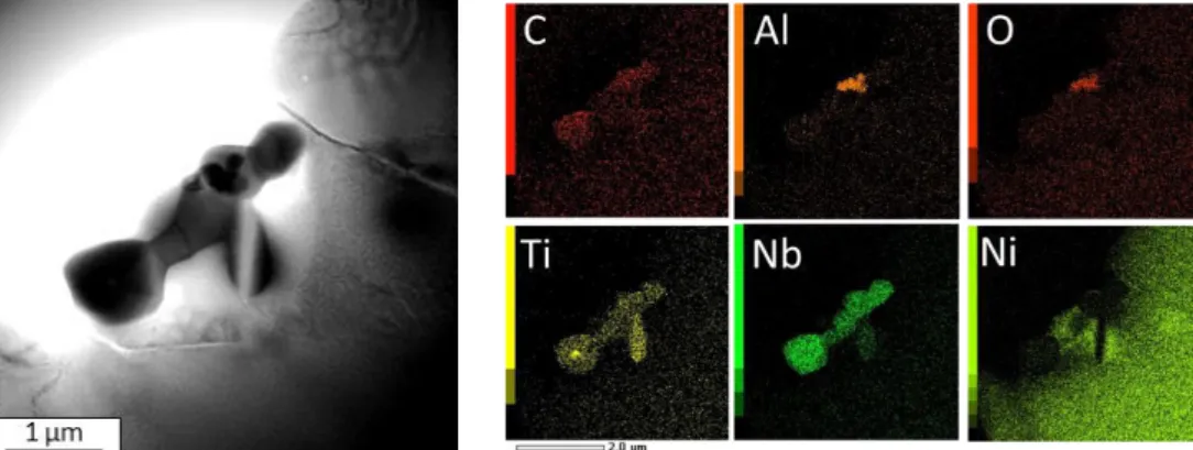Fig. 3.9 TEM micrographs of precipitate in as-built sample on the vertical cross-section